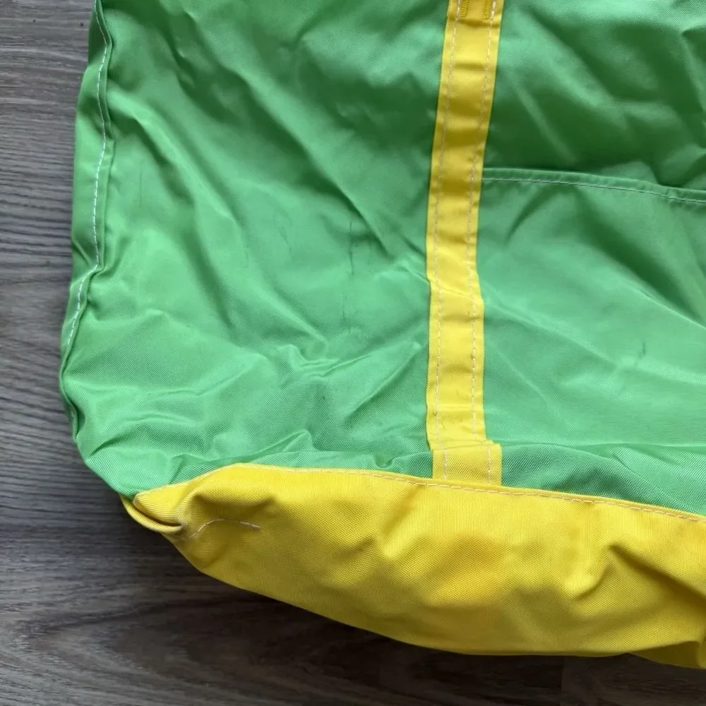 Vintage LL Bean Boat And Tote Bag Large Green Yellow Nylon 80s 90s Oregon Rare